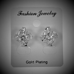 Clip-on Oorbellen Zirkonia's Dames Bloem Design Plating Zilver Kleur