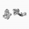 Clip-on Oorbellen Zirkonia's Dames Bloem Design Plating Zilver Kleur