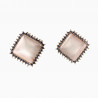 Dames Vierkant Clip-on Oorbellen met steen Rosé Gold Plating
