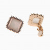 Dames Vierkant Clip-on Oorbellen met steen Rosé Gold Plating