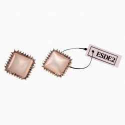 Dames Vierkant Clip-on Oorbellen met steen Rosé Gold Plating
