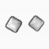 Dames Vierkant Clip-on Oorbellen met steen Plating Zilver Kleur