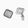 Dames Vierkant Clip-on Oorbellen met steen Plating Zilver Kleur
