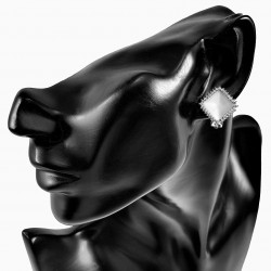 Dames Vierkant Clip-on Oorbellen met steen Plating Zilver Kleur