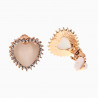 Hart Clip-on Oorbellen Dames Rosé Gold Plating  Licht Crème Cabochon
