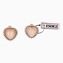 Hart Clip-on Oorbellen Dames Rosé Gold Plating  Licht Crème Cabochon