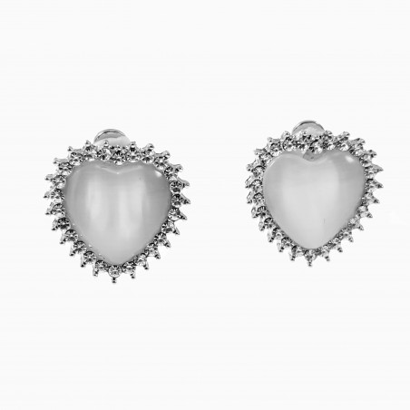 Dames Vierkant Clip-on Oorbellen met steen Plating Zilver Kleur