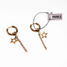 Ø15mm Oorringen Unisex - Stalen Goudkleur - Oorbellen met Ketting een Sterhanger