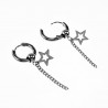 ∅15mm Oorringen met Ketting een Sterhanger Unisex - Stalen Zilver Kleur
