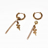 Ø15mm Oorringen Unisex - Stalen Goudkleur - Oorbellen met Ketting een Slangenhanger
