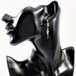 Ø15mm Oorringen Unisex - Stalen Goudkleur - Oorbellen met Ketting een Slangenhanger