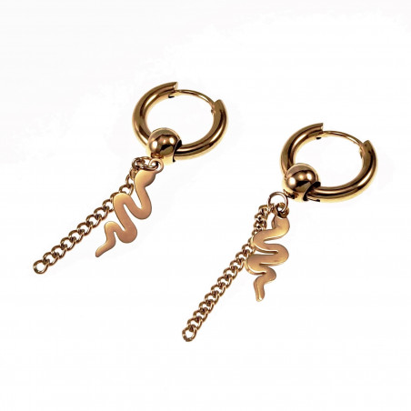 ∅15mm Oorringen met Ketting een Slangenhanger Unisex Stalen Goud Kleur