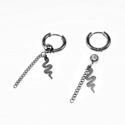 ∅15mm Oorringen met Ketting een Slangenhanger Unisex Stalen