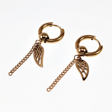 ∅15mm Oorringen met Ketting een Vleugelhanger Unisex Stalen Goud Kleur