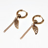 ∅15mm Oorringen met Ketting een Vleugelhanger Unisex Stalen Goud Kleur