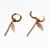∅15mm Oorringen met Ketting een Vleugelhanger Unisex Stalen Goud Kleur