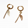 ∅15mm Oorringen met Ketting een Vleugelhanger Unisex Stalen Goud Kleur