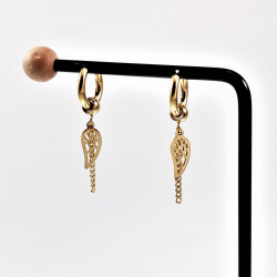 ∅15mm Oorringen met Ketting een Vleugelhanger Unisex Stalen Goud Kleur