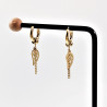 ∅15mm Oorringen met Ketting een Vleugelhanger Unisex Stalen Goud Kleur