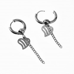 ∅15mm Oorringen met Ketting een Harthanger Unisex Stalen