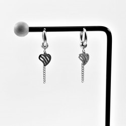 ∅15mm Oorringen met Ketting een Harthanger Unisex Stalen