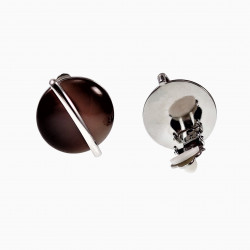 Grote Oorclips Dames Bruine Steen Zilver Kleur Ronde Clip-on Oorbellen