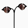 Grote Oorclips Dames Bruine Steen Zilver Kleur Ronde Clip-on Oorbellen