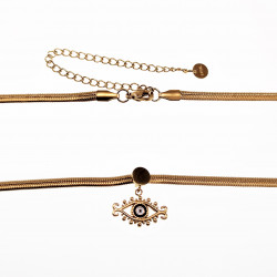 Nazar - Turks oog Slangenketting Dames 14k Geelgoud Plated RVS