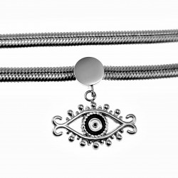 Nazar - Turks oog Slangenketting Dames 14k Wit Goud Plated  RVS