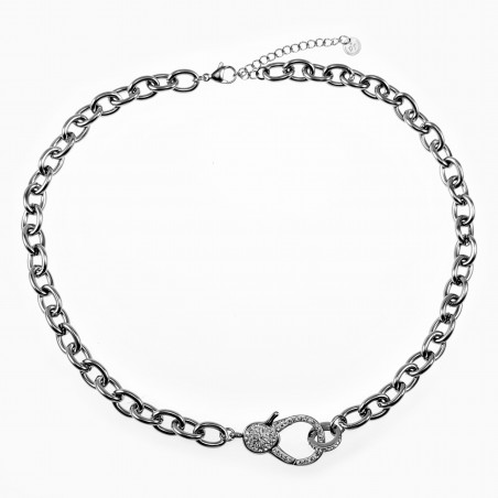 Dottilove Schakelsketting met Karabijn Hanger 14k Wit Goud Plated RVS