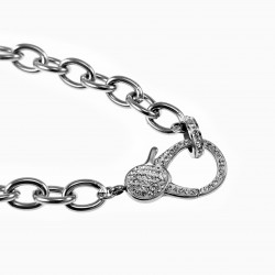Dottilove Schakelsketting Dames -  RVS Wit Gold Plated- Ketting met Karabijn Hanger