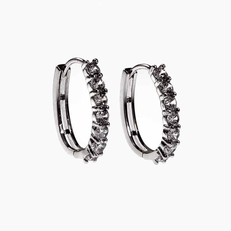 Oorringen Dames Rhodium Plating U-vormige Oorbellen met Zirkonen Oorringen Dames Rhodium Plating U-vormige Oorbellen met Zirkonen
