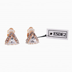 Clip-on Oorbellen met Zirkonia's Driehoekige Design Rosé Gold Plating
