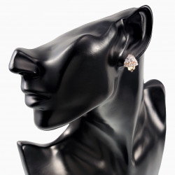 Clip-on Oorbellen met Zirkonia's Driehoekige Design Rosé Gold Plating