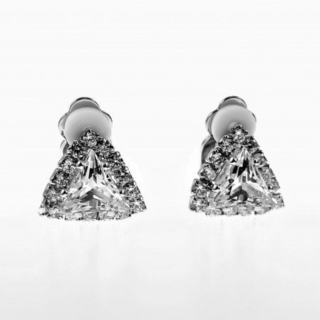 Clip-on Oorbellen met Zirkonia's Driehoekige Design Rhodium Plating