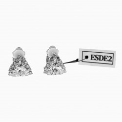 Clip-on Oorbellen met Zirkonia's Driehoekige Design Rhodium Plating