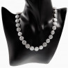 Platte Barok Parels Ketting Dames Stalen Zilver Kleur - Witte Collier