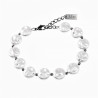 Platte Barok Parels Armband Dames - Stalen Zilver Kleur - Witte Armband