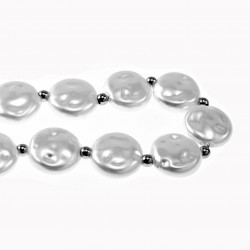 Platte Barok Parels Armband Dames - Stalen Zilver Kleur - Witte Armband