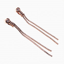 Rosé Gold Plating Kristallen Hart- en Zirconia-Clip-on Oorbellen Lange