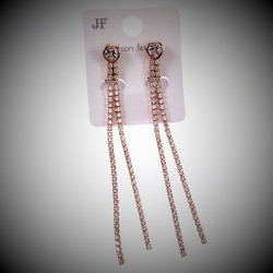 Rosé Gold Plating Kristallen Hart- en Zirconia-Clip-on Oorbellen Lange