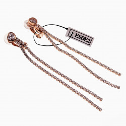 Rosé Gold Plating Kristallen Hart- en Zirconia-Clip-on Oorbellen Lange