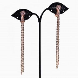 Rosé Gold Plating Kristallen Hart- en Zirconia-Clip-on Oorbellen Lange
