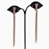 Rosé Gold Plating Kristallen Hart- en Zirconia-Clip-on Oorbellen Lange