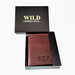 WILD TRIBES ONLY... RFID Portemonnee Heren - Vertical - Bruin Buffelleer 100%