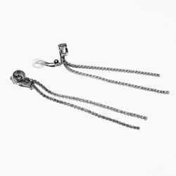 Dames Lange Clip-on Oorbellen Hart en Zirkonia's-Ketting Gerhodineerd