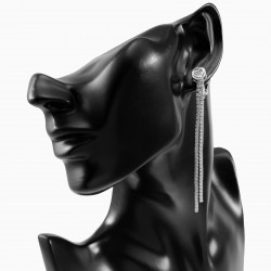 Dames Lange Clip-on Oorbellen Hart en Zirkonia's-Ketting Gerhodineerd