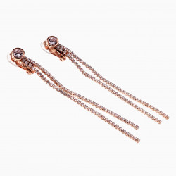 Lange Clip-on Oorbellen Dames - Rosé Gold Plating - Ronde Oorclips met Zirkonia's-Ketting