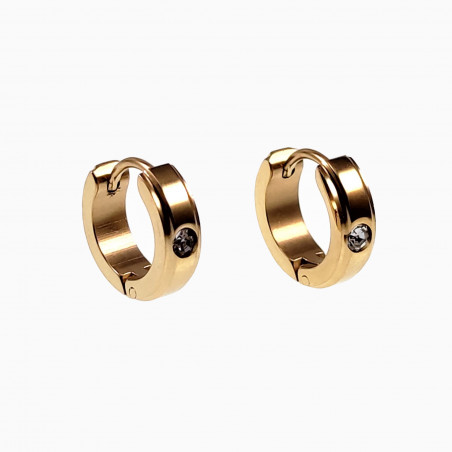 ∅13mm Oorringen Unisex Verguld Roestvrij Stalen Oorbellen met Steen