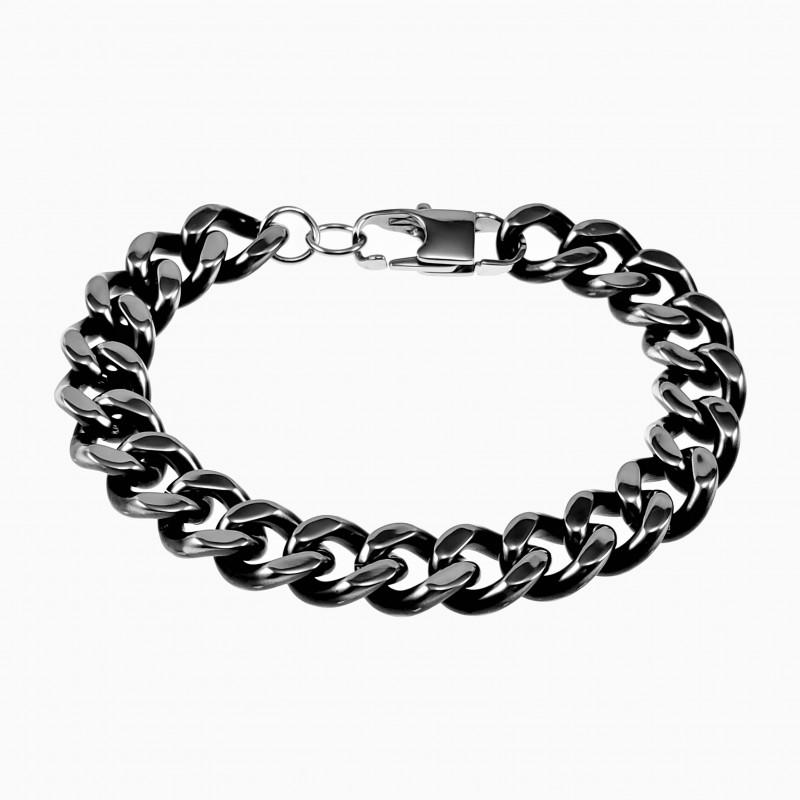 Armband Heren Roestvrij Staal Anthrazit Kleur Cubaanse Schakelsarmband Armband Heren Roestvrij Staal Anthrazit Kleur Cubaanse Schakelsarmband